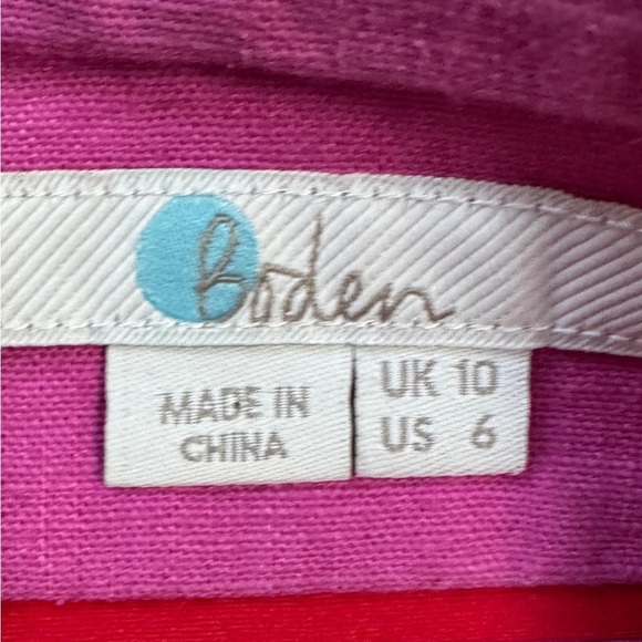 Boden Linen Blend Embroidered Skirt – Pink & Red – Size 6 - Picture 2 of 7